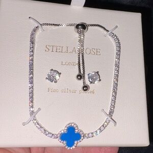 STELLA ROSE London fine silver plated bracelet and earrings NEW IN BOX